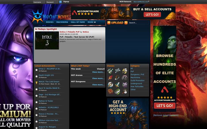Screenshot of warcraftmovies.com