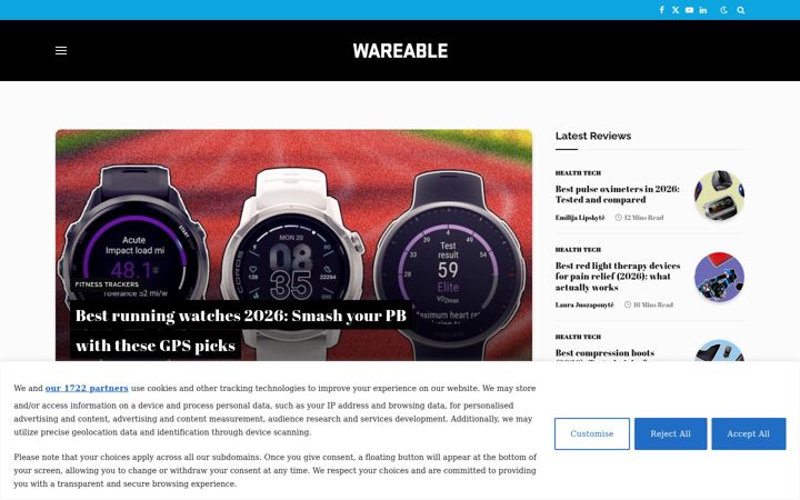 Screenshot stránky wareable.com
