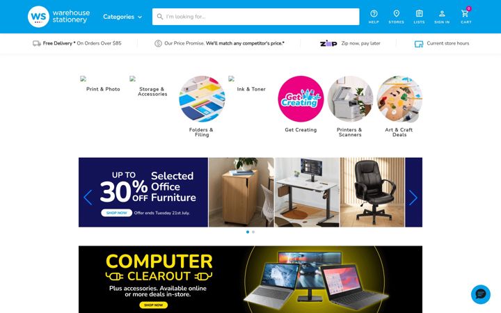 Screenshot of warehousestationery.co.nz