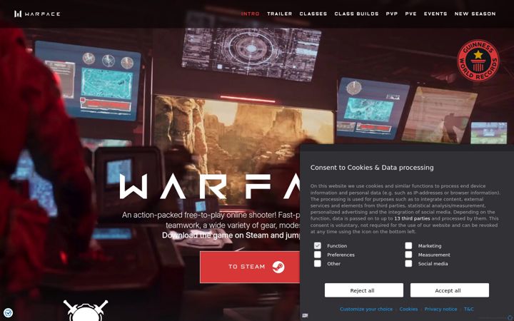 Skärmbild av warface.com