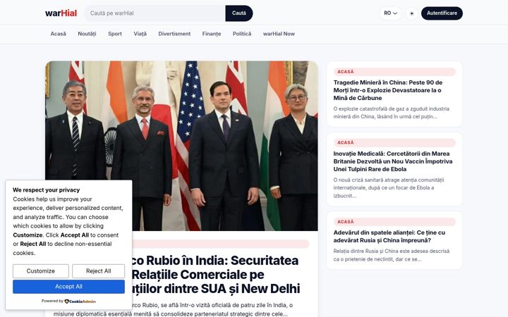 Screenshot of warhial.ro