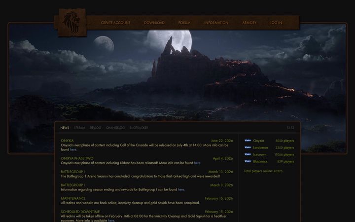 Screenshot ta' warmane.com