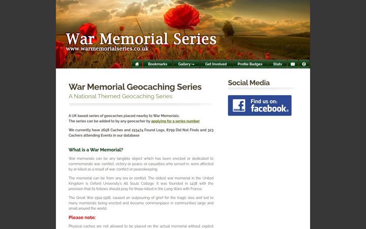 Screenshot of warmemorialseries.co.uk