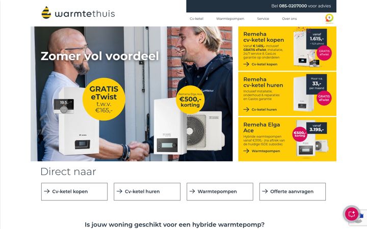 Skärmbild av warmtethuis.nl