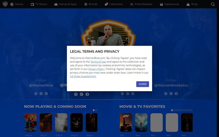 Zrzut ekranu warnerbros.com