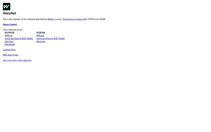 Screenshot of warpnet.xyz