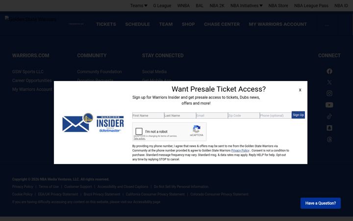 Screenshot of warriors.com