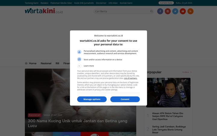 Screenshot of wartakini.co.id