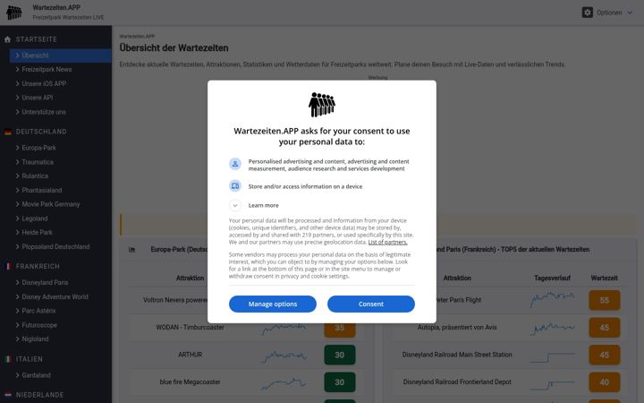 Screenshot of wartezeiten.app
