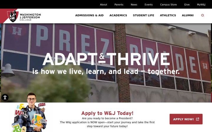 Screenshot of washjeff.edu