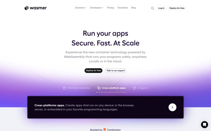 Capture d'écran de wasmer.io