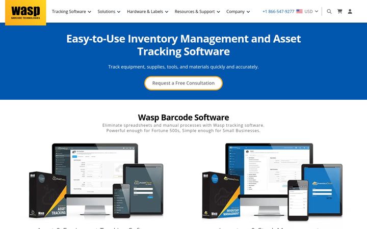 Screenshot of waspbarcode.com