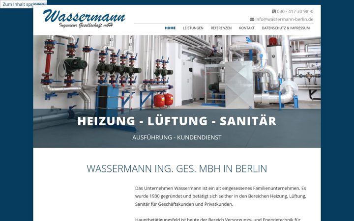 Screenshot stránky wassermann-ing-gmbh.de