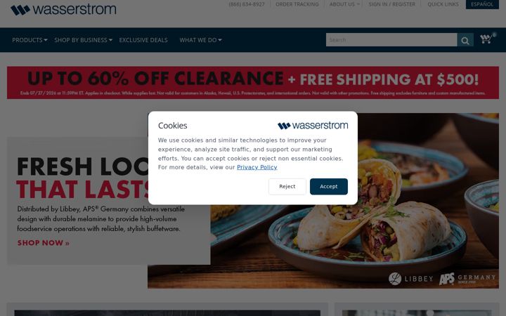 Screenshot of wasserstrom.com