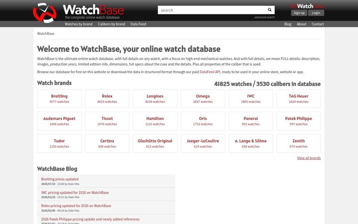Screenshot von watchbase.com