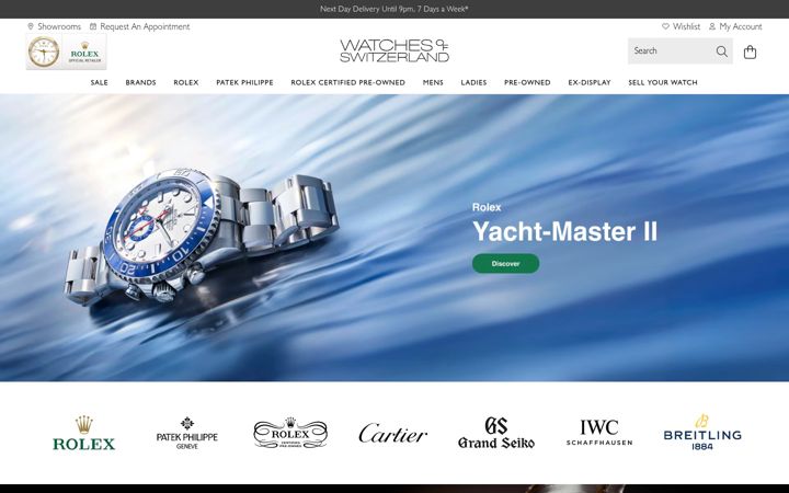 Captură de ecran a watches-of-switzerland.co.uk