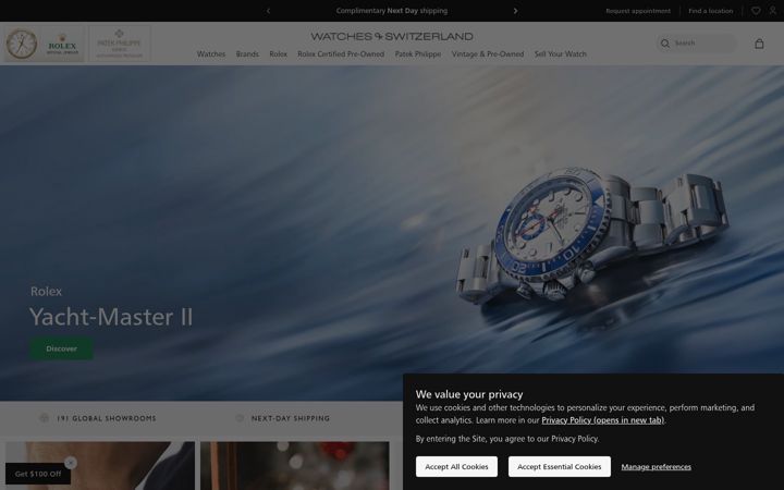 Screenshot of watchesofswitzerland.com