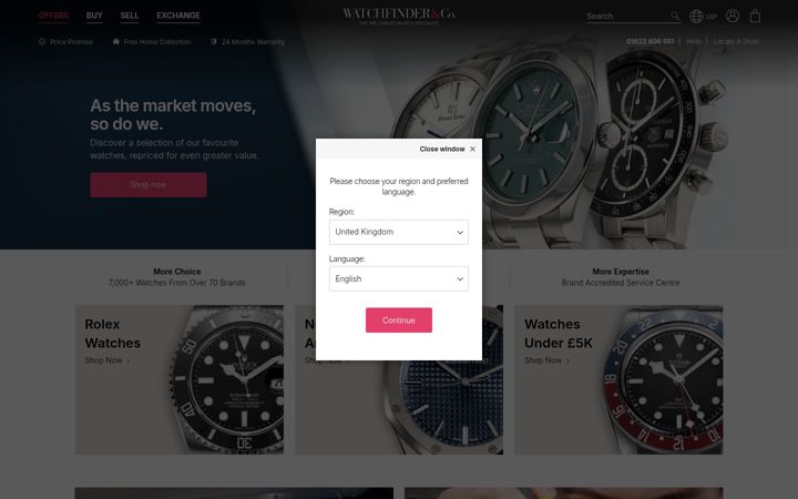 Screenshot of watchfinder.co.uk
