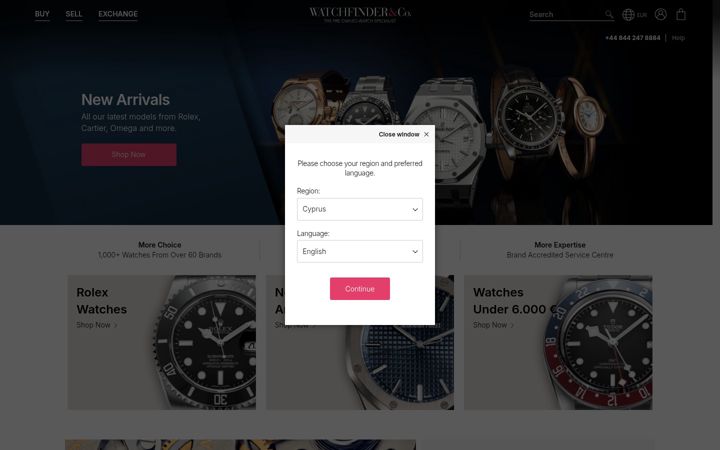 Screenshot of watchfinder.cy