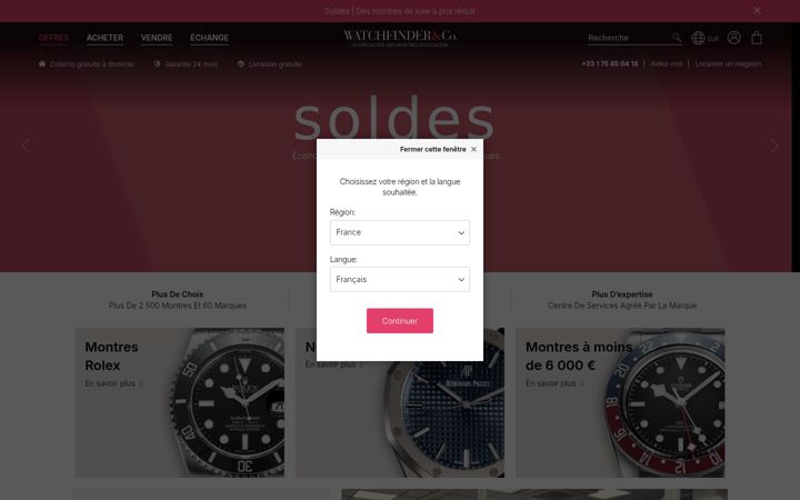 Screenshot of watchfinder.fr