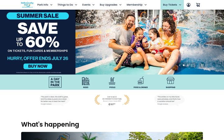 Screenshot of watercountryusa.com
