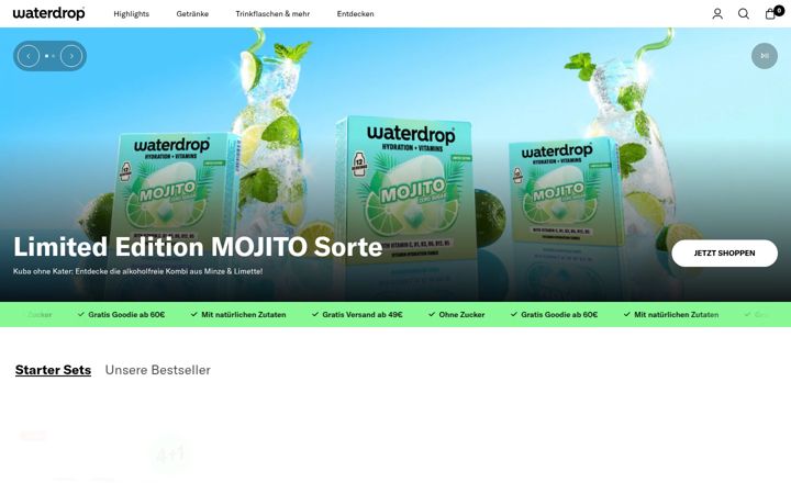 Skärmbild av waterdrop.de