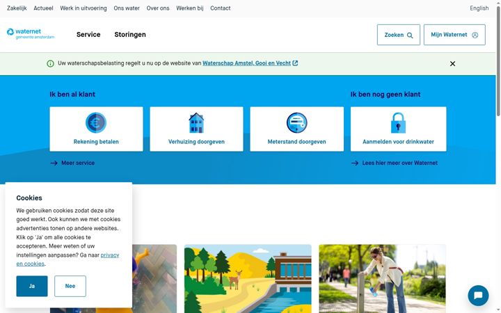 Captură de ecran a waternet.nl