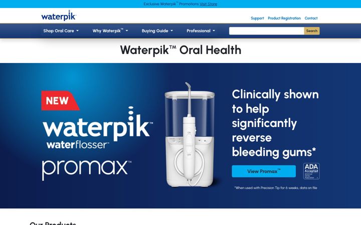 Screenshot of waterpik.com