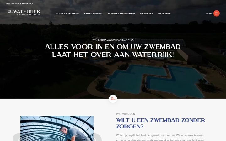 Screenshot of waterrijkzwembadtechniek.nl