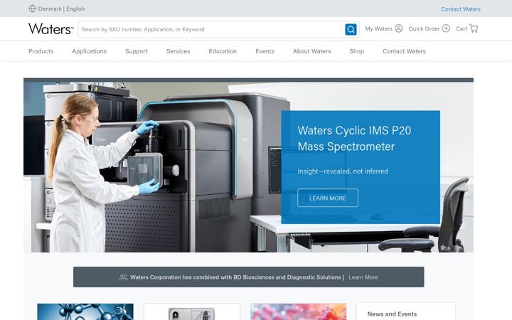 Screenshot stránky waters.com
