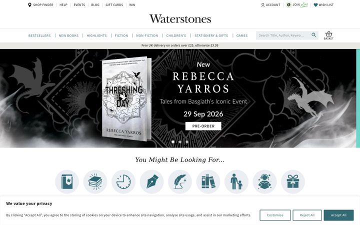Posnetek zaslona waterstones.com