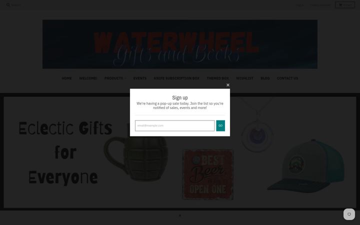 Screenshot of waterwheelgifts.com