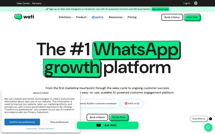 Screenshot of wati.io