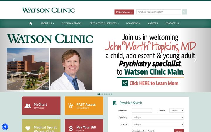 Screenshot of watsonclinic.com