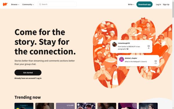 Screenshot of wattpad.com