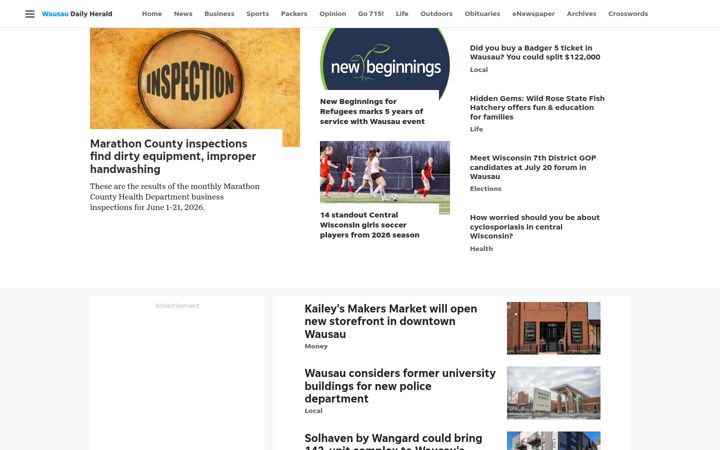 Screenshot of wausaudailyherald.com