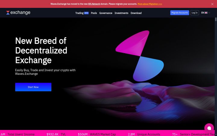 Screenshot of waves.exchange