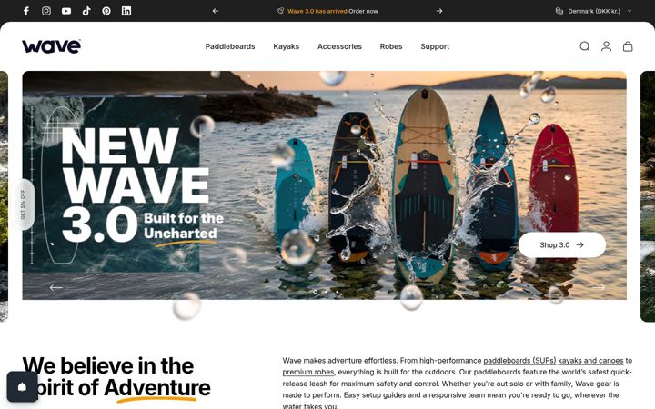 Posnetek zaslona wavesupboards.com