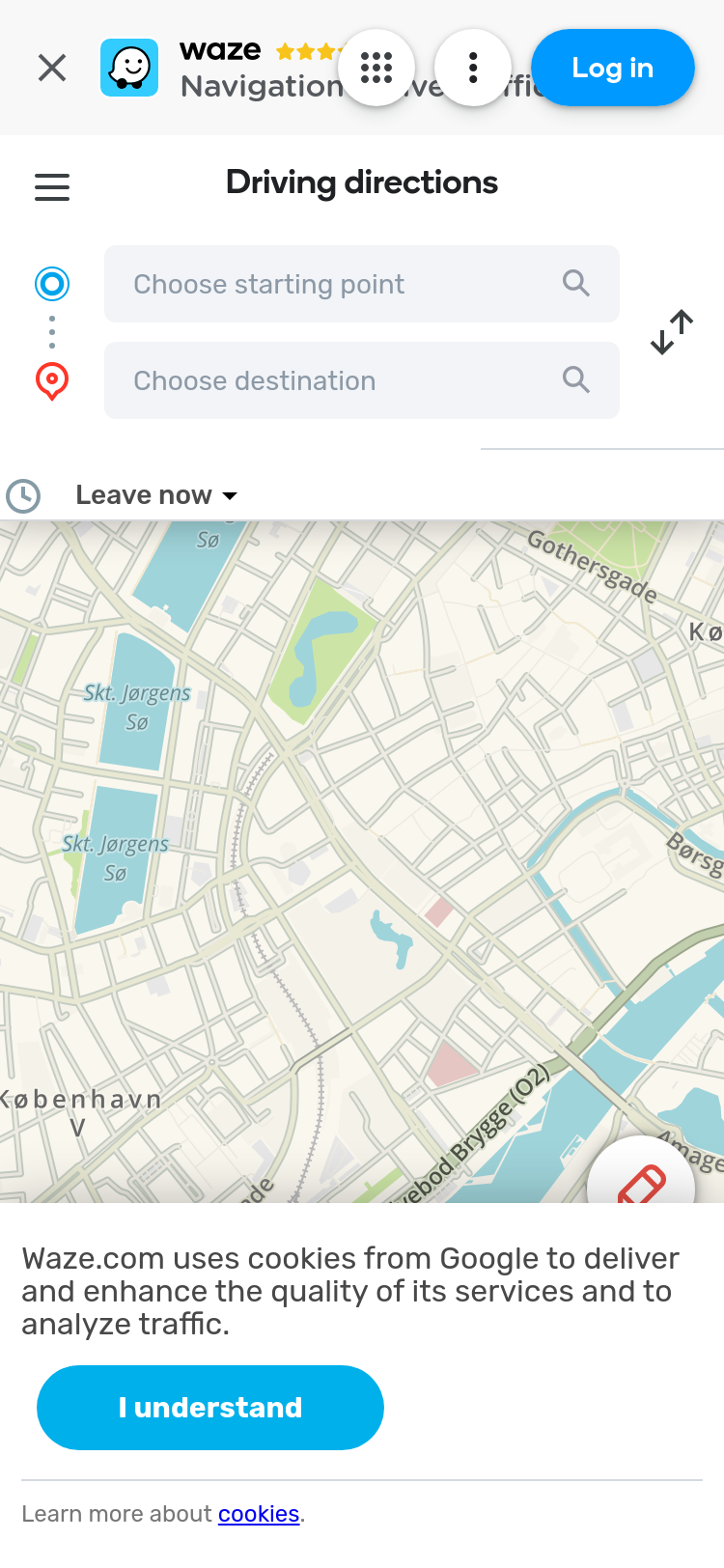 Mobile screenshot of waze.com