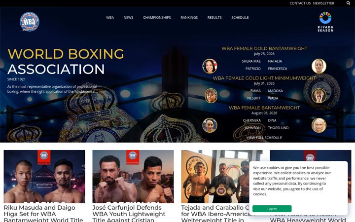 Screenshot of wbaboxing.com