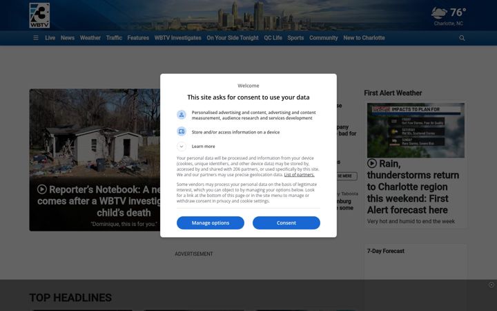 Screenshot von wbtv.com