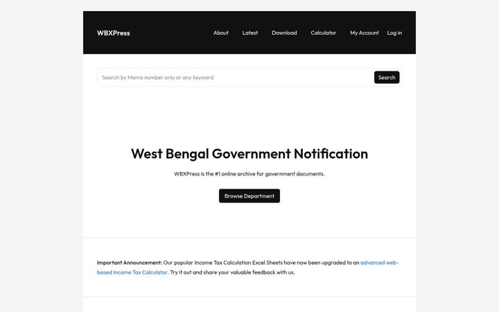 Screenshot of wbxpress.com