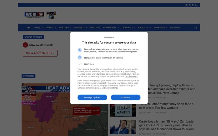 Screenshot of wcbi.com