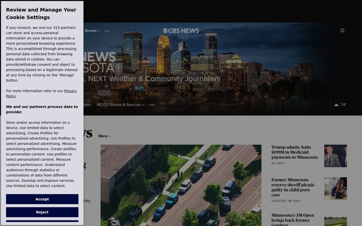 Snímek obrazovky wcco.com