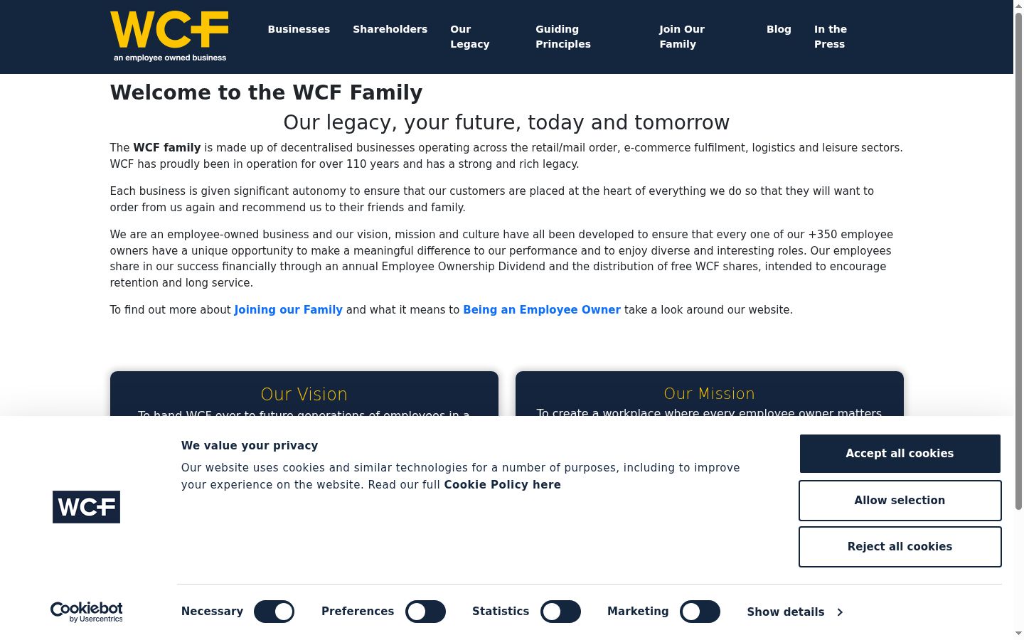 Screenshot of the consent banner shown before any interaction
