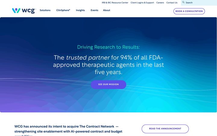 Screenshot of wcgclinical.com