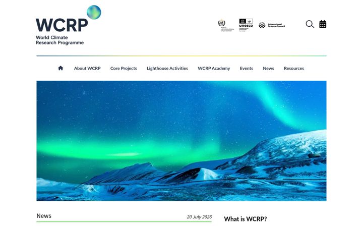 Screenshot of wcrp-climate.org