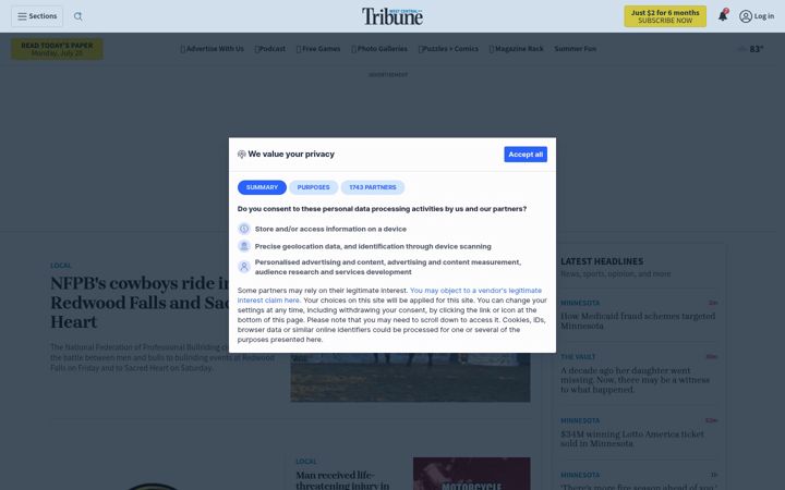 Screenshot of wctrib.com