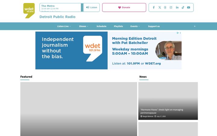 Screenshot of wdet.org