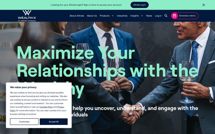 Screenshot von wealthx.com